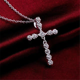 Silver Charms Noble Fashion Jewelry - Classic Cross Crystal Necklace - The Jewellery Supermarket