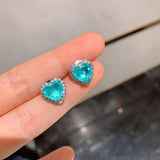 Silver Heart Paraiba Tourmaline Gemstone Earrings/Pendant/Necklace Wedding Set - The Jewellery Supermarket