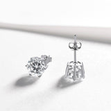 Silver Round Lady Six Claws Round Cut Stud Sona Diamonds Earrings for Women - The Jewellery Supermarket