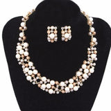 Simple Imitation Pearl Elegant Bridal Jewellery Crystal Jewellery Set