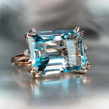Solitaire 4 Claw Sky Blue Romantic Rose Gold Color AAA+ Cubic Zirconia Diamonds - The Jewellery Supermarket
