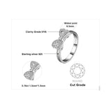 Splendid AAA+ Cubic Zirconia Diamonds 925 Sterling Silver Bow knot Ring - The Jewellery Supermarket