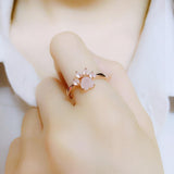Splendid Sterling Silver 925 Pink Paw Rose Quartz Rings - The Jewellery Supermarket