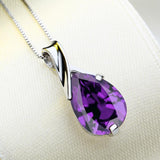 Sterling Silver Angel Tears Amethyst Crystal Purple Pendant Necklace - The Jewellery Supermarket
