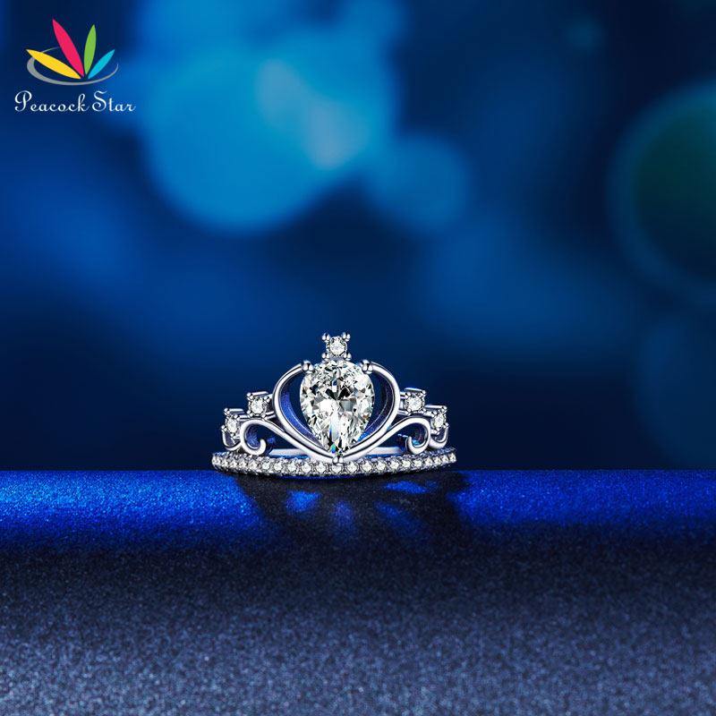 Stunning 1 Carat Pear Cut Simulated Lab Diamond Stylish Trendy Crown Ring - The Jewellery Supermarket