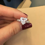 Stunning AAA Cubic Zirconia Diamonds and Crystals 925 Silver Heart Ring - The Jewellery Supermarket