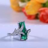 Stunning Silver 925 Rectangle Shape Green Topaz Gemstone Ring - The Jewellery Supermarket