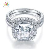Super 5 Ct Cushion Cut Simulated Lab Diamond Silver Wedding Engagement Ring Set - The Jewellery Supermarket