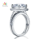 Super 5 Ct Cushion Cut Simulated Lab Diamond Silver Wedding Engagement Ring Set - The Jewellery Supermarket