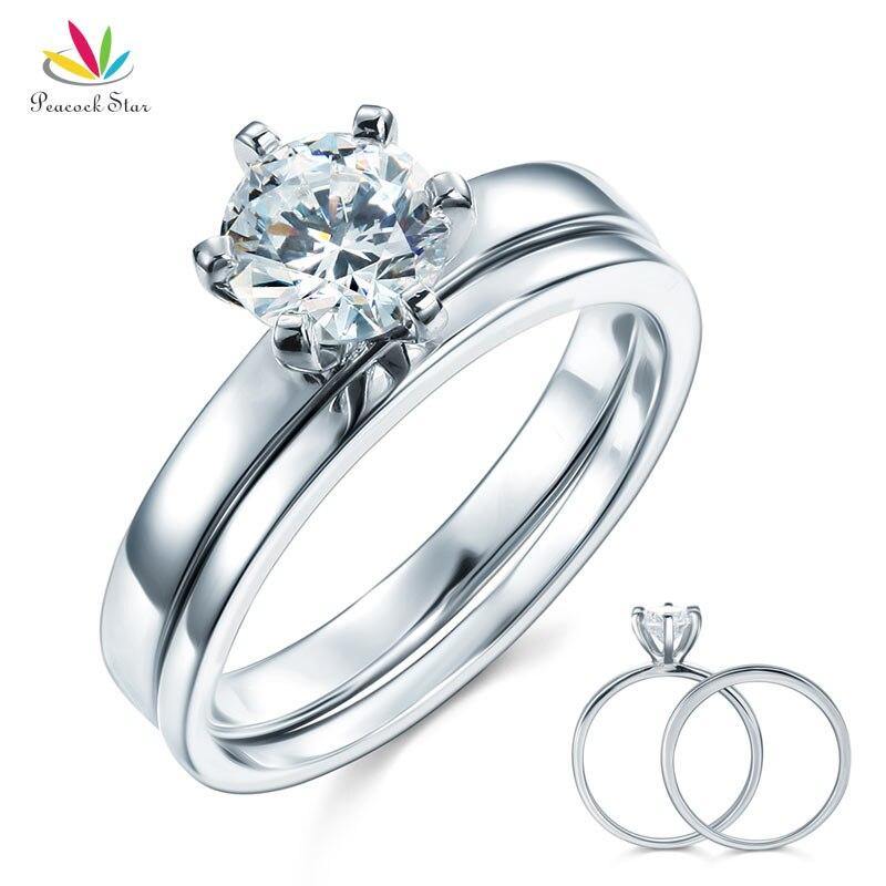 Superb 1.25 Carat 2-PC Simulated Lab Diamond Promise Engagement Silver Ring Set - The Jewellery Supermarket