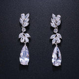 Superb 3 Colors Leaf High Quality Cubic Zirconia Crystals Earrings