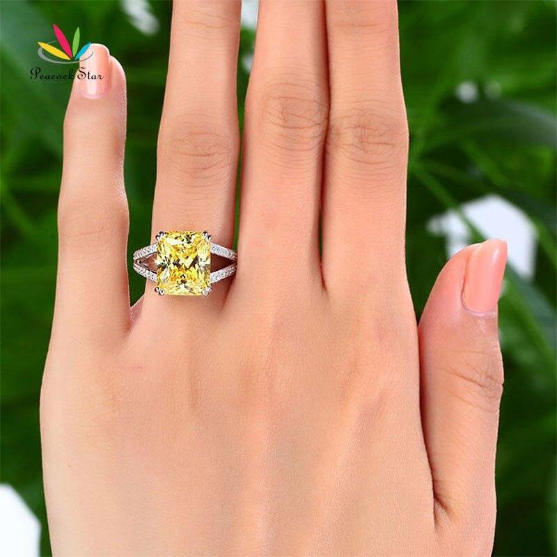 Superb 6 Carat Yellow Canary Silver Luxury Anniversary Ring - The Jewellery Supermarket