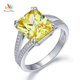 Superb 6 Carat Yellow Canary Silver Luxury Anniversary Ring - The Jewellery Supermarket