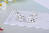 Superb 925 Sterling Silver CZ Zircon Crystals Butterfly Star Flower Stud Earring - The Jewellery Supermarket