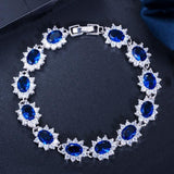 Superb AAA+ Cubic Zirconia Diamonds and Crystals 925 Sterling Silver Vintage Royal or Multicolour  Bracelet