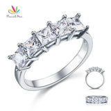 Superb Princess Cut Five Stone 1.25 Ct Simulated Lab Diamond Silver Luxury Ring