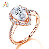 Terrific 2 Carat Pear Shape Simulated Lab Diamond Rose Gold Color Wedding Engagement Ring - The Jewellery Supermarket