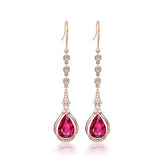Timeless Design Delicate 18K Rose Gold Rubellite Drop Earrings - The Jewellery Supermarket