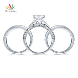 Tremendous 1.5 Ct Princess Cut Simulated Lab Diamond Silver 3-Pcs Luxuryl Ring Set - The Jewellery Supermarket
