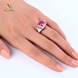 Tremendous 8 Carat Fancy Pink Simulated Lab Diamond Silver Three-Stone Luxury Ring - The Jewellery Supermarket