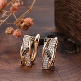 Trend Geometry Rose Gold Cross Black AAA+ Cubic Zirconia Diamonds Earrings Ring Set - The Jewellery Supermarket