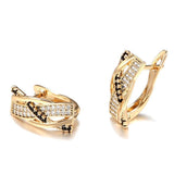 Trend Geometry Rose Gold Cross Black AAA+ Cubic Zirconia Diamonds Earrings Ring Set - The Jewellery Supermarket