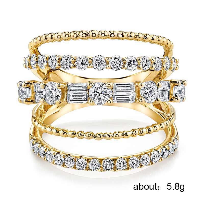 Trendy Bohemian Stylish Several Layers With Full Micro Paved AAA+ CZ Diamonds Ring - The Jewellery Supermarket