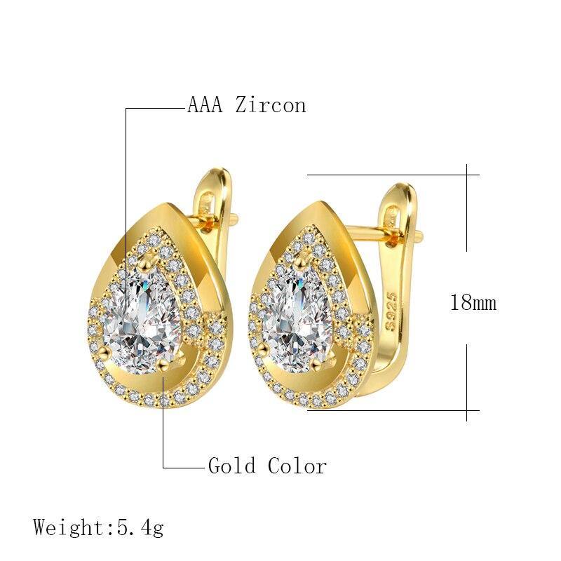 Trendy Water Drop White AAA+ Cubic Zirconia Gem Silver Color Charm Earrings - The Jewellery Supermarket