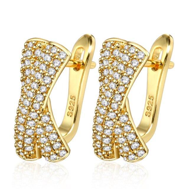 Trendy X Letter Shape AAA+ Cubic Zirconia Stud Earrings Fine Jewellery - The Jewellery Supermarket