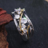 Two Tone Gold Silver Color Fashion Shape AAA Cubic Zirconia Crystals Ring - The Jewellery Supermarket