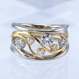 Two Tone Gold Silver Color Fashion Shape AAA Cubic Zirconia Crystals Ring