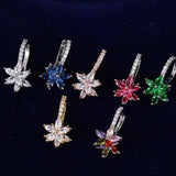 Unique Design Rainbow Color AAA+ Cubic Zirconia Diamonds Flower Earrings - The Jewellery Supermarket