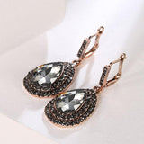 Vintage Boho Grey Crystal Antique Gold Color Water Drop Earrings - The Jewellery Supermarket