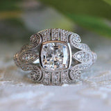 Vintage Gothic Pattern Solitaire AAA+ Cubic Zirconia Diamond Luxury Ring - The Jewellery Supermarket