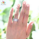 Wonderful 2 Carat Simulated Lab Diamond Silver 3-Pcs Wedding Engagement Ring Set - The Jewellery Supermarket