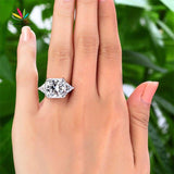 Wonderful 8 Carat Simulated Lab Diamond Silver Three-Stone Luxury Ring - The Jewellery Supermarket
