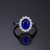 Wonderful 925 Sterling Silver Created Blue Sapphire Engagement Wedding Ring