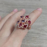 VINTAGE FASHION RINGS 14K Rose Gold Color Red Lab Ruby Gemstone Ring for Women - The Jewellery Supermarket