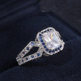 Adorable New Luxury Blue Color Princess Cut AAA+ Cubic Zirconia Diamonds Fashion Ring - The Jewellery Supermarket