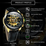 NEW - Luxury Men Silver Gold Skeleton Automatic Mechanical Wrist Military Watch - The Jewellery Supermarket