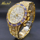 GREAT GIFT IDEAS - Luxury Men Purple Gold Waterproof Stainless Steel  Watch