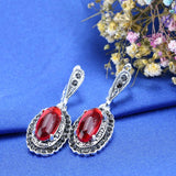 New Fashion Red Stone Necklace And Earring Bracelet Ring For Women - 4Pcs Boho Jewellery Set - The Jewellery Supermarket