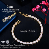 SUPERB Shining White Gold Color Oval AAA+ Cubic Zirconia Simulated Diamonds Tennis Bracelets - The Jewellery Supermarket