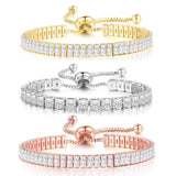 NEW Adjustable Various Size Clear AAA+ Zircon Diamonds Geometric Tennis Bracelets For Women