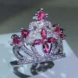 NEW Silver Boho color Big Crown AAAA Quality CZ Diamonds Promise Engagement Ring - The Jewellery Supermarket