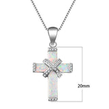Charming Cross White/Blue Imitation Fire Opal Zircon Pendants Necklaces - Religious Jewellery - The Jewellery Supermarket