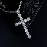 Splendid AAA Zirconia Crystals Cross Silver Necklaces Pendants For Women - Christian Bridal Jewellery