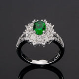 NEW Luxury Green Color Flower Design AAA+ Quality CZ Diamonds Engagement Ring - The Jewellery Supermarket