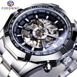 NEW - Luxury Mens Stainless Steel Skeleton Mechanical Waterproof Watch