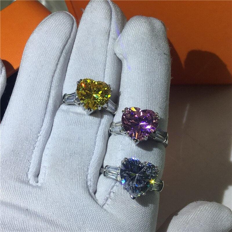 NEW Heart Shape Luxury 5ct Lab AAA Quality Topaz CZ Diamonds Promise Ring - The Jewellery Supermarket